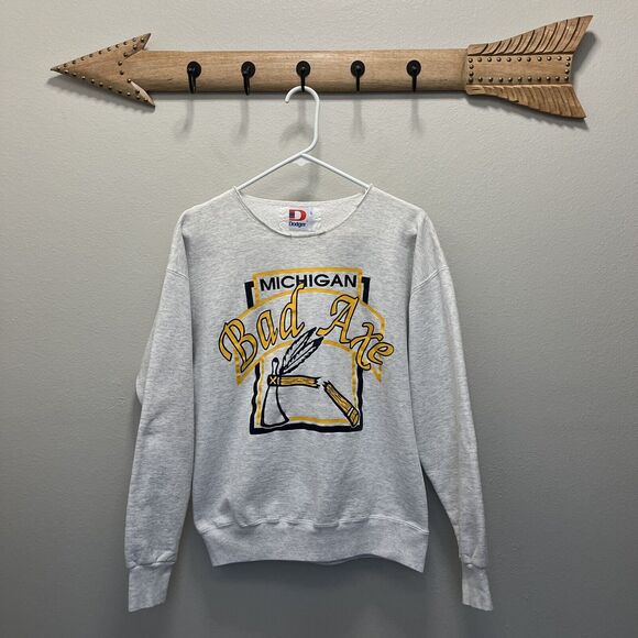 Dodger Sweaters - Dodger | Vintage Michigan Bad Axe Sweatshirt Size Large Gray Hatchet Women’s